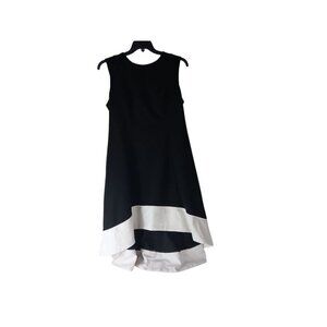 Tommy Hilfiger Womens A-Line Dress Black White Stretch Sleeveless Midi Size 16